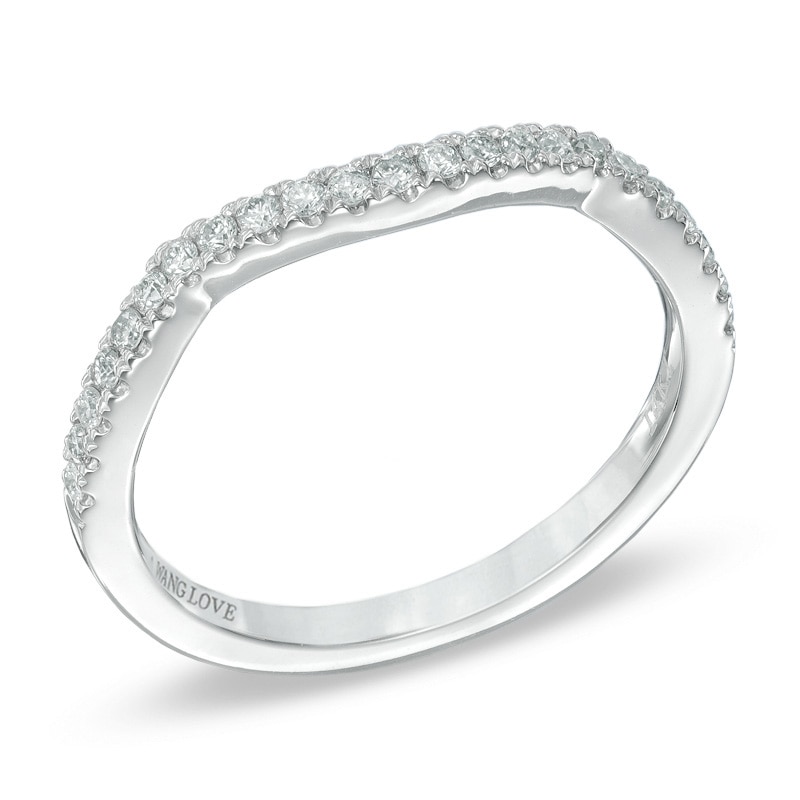 Previously Owned - Vera Wang Love Collection 1/5 CT. T.W. Diamond Slight Contour Wedding Band in 14K White Gold