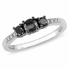 Thumbnail Image 0 of Previously Owned - 1/2 CT. T.W. Black Diamond Three Stone Ring in 10K White Gold with Diamond Accents