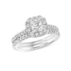 Thumbnail Image 1 of Previously Owned - 3/4 CT. T.W. Cushion-Cut Diamond Frame Bridal Set in 14K White Gold