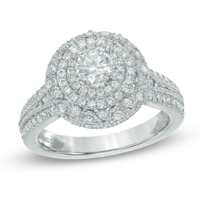 Previously Owned - Vera Wang Love Collection 1 CT. T.W. Diamond Triple Frame Engagement Ring in 14K White Gold