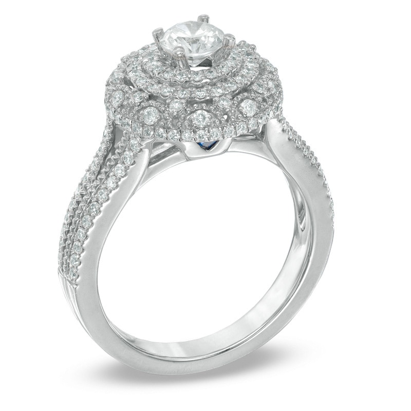 Previously Owned - Vera Wang Love Collection 1 CT. T.W. Diamond Triple Frame Engagement Ring in 14K White Gold