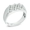 Thumbnail Image 1 of Previously Owned - Men's 1 CT. T.W. Diamond Slant Three Row Ring in 10K White Gold