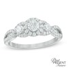 Thumbnail Image 1 of Previously Owned - 3/4 CT. T.W. Diamond Past Present Frame Future® Twist Split Shank Engagement Ring in 14K White Gold