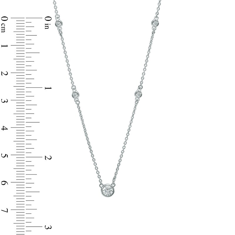 Main Image 2 of Previously Owned - 1/4 CT. T.W. Diamond Station Necklace in 10K White Gold