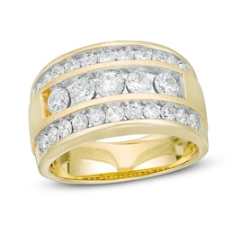 Previously Owned - Men's 2 CT. T.W. Diamond Five Stone Triple Row Ring in 10K Gold