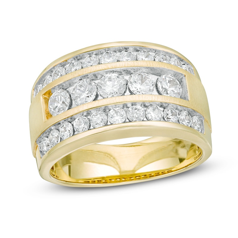Main Image 1 of Previously Owned - Men's 2 CT. T.W. Diamond Five Stone Triple Row Ring in 10K Gold