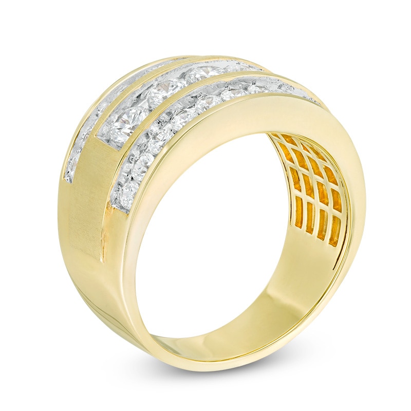 Main Image 2 of Previously Owned - Men's 2 CT. T.W. Diamond Five Stone Triple Row Ring in 10K Gold