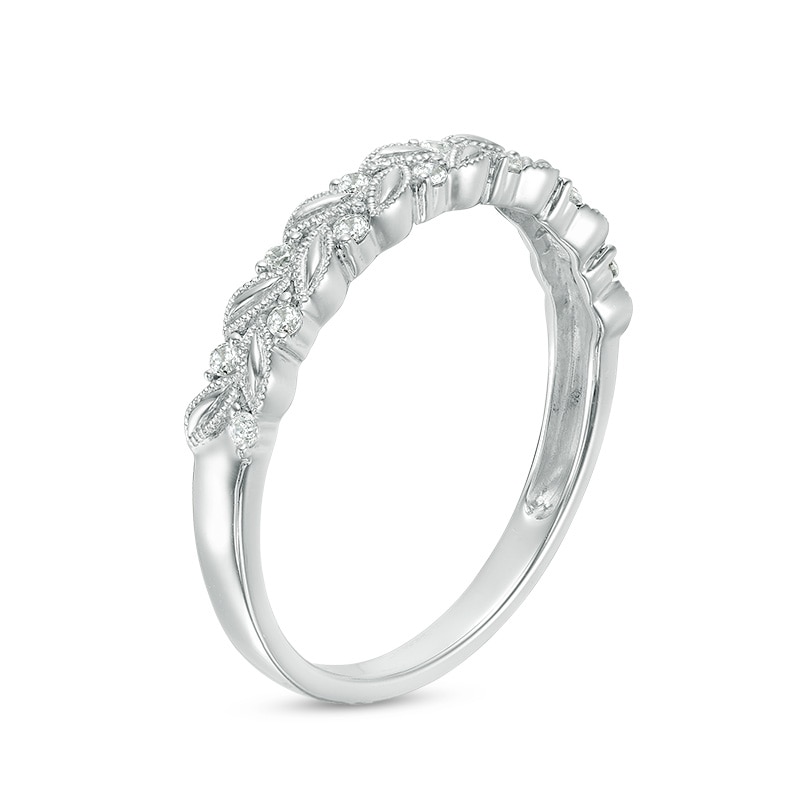 Main Image 2 of Previously Owned - 1/10 CT. T.W. Diamond Laurel Leaf Stackable Band in 10K White Gold