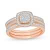 Thumbnail Image 0 of Previously Owned - 1/3 CT. T.W. Composite Diamond Square Frame Three Piece Bridal Set in 10K Rose Gold