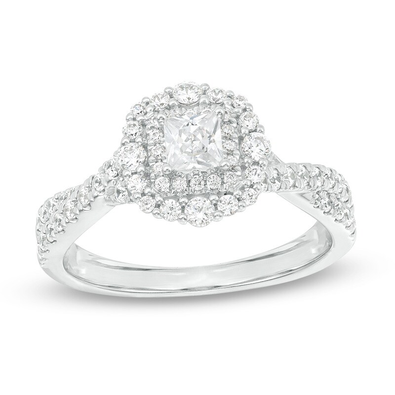 Previously Owned - Love's Destiny by Zales 1 CT. T.W. Diamond Frame Engagement Ring in 14K White Gold (I/I1)