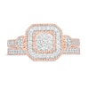 Thumbnail Image 3 of Previously Owned - 3/8 CT. T.W. Composite Diamond Cushion Frame Tri-Sides Vintage-Style Bridal Set in 10K Rose Gold