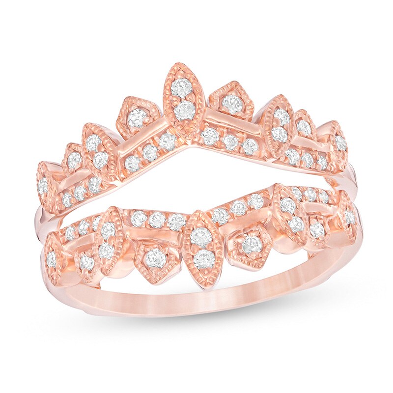 Main Image 1 of Previously Owned - 1/3 CT. T.W. Diamond Art Deco Vintage-Style Solitaire Enhancer in 14K Rose Gold