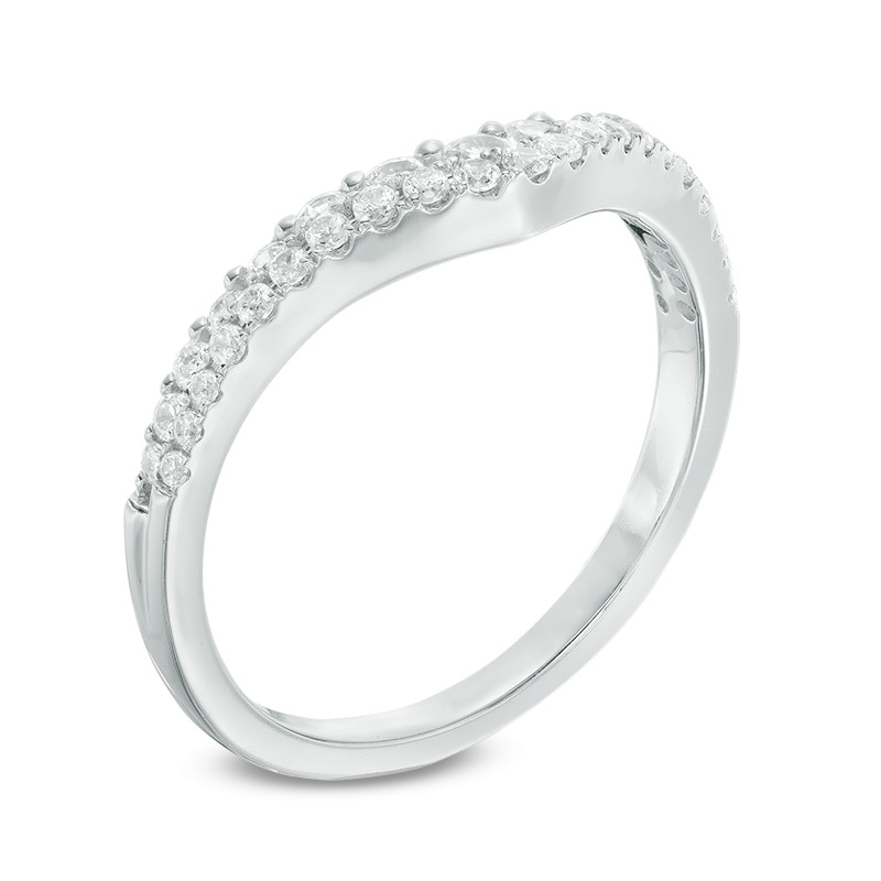 Main Image 2 of Previously Owned - 1/2 CT. T.W. Diamond Double Row Contour Band in 14K White Gold