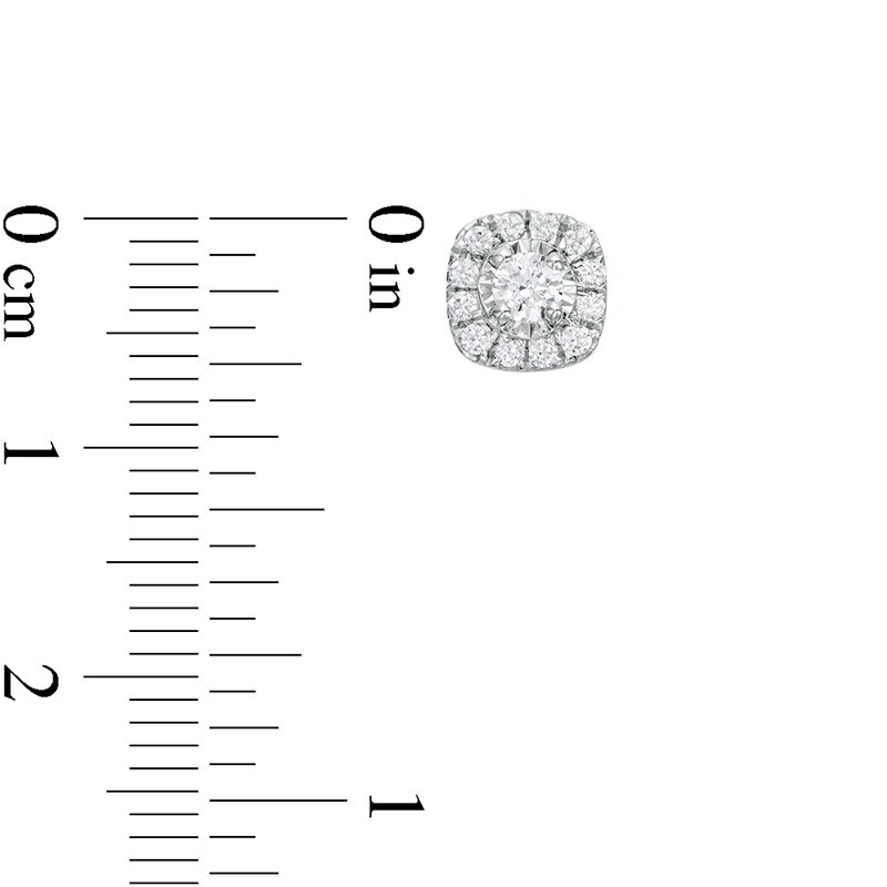 Main Image 3 of Previously Owned - 1/2 CT. T.W. Diamond Cushion Frame Stud Earrings in 10K White Gold