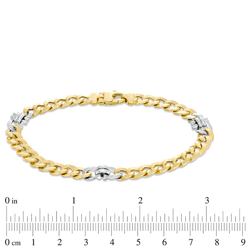 Main Image 4 of Previously Owned - Made in Italy 060 Gauge Curb Chain Bracelet in 10K Two-Tone Gold - 8.5"