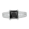 Thumbnail Image 4 of Previously Owned - 7.2mm Princess-Cut Lab-Created Sapphire and 1/4 CT. T.W. Diamond Split Shank Ring in 10K White Gold