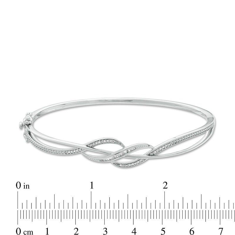 Main Image 2 of Previously Owned - 1/5 CT. T.W. Diamond Flowy Twist Bangle in Sterling Silver