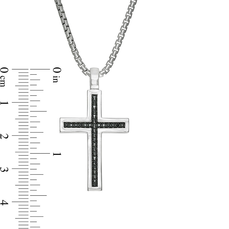 Main Image 3 of Previously Owned - Vera Wang Men 1/4 CT. T.W. Black Diamond Cross Pendant in Sterling Silver - 22"