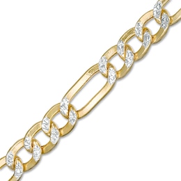 Previously Owned - Made in Italy 5.7mm Diamond-Cut Figaro Chain Bracelet in Hollow 10K Two-Tone Gold - 8.5"