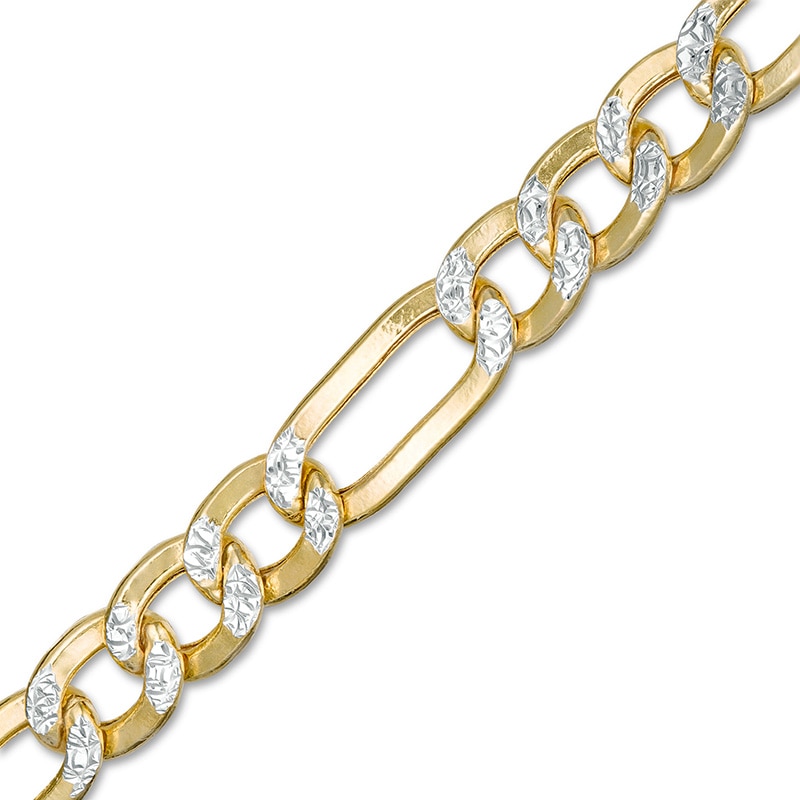 Main Image 1 of Previously Owned - Made in Italy 5.7mm Diamond-Cut Figaro Chain Bracelet in Hollow 10K Two-Tone Gold - 8.5"