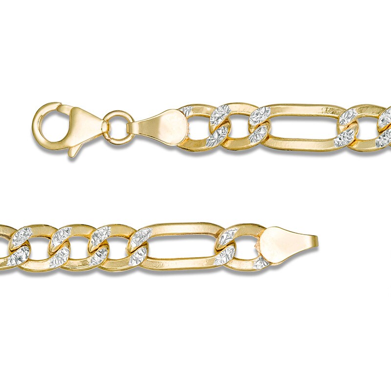 Main Image 2 of Previously Owned - Made in Italy 5.7mm Diamond-Cut Figaro Chain Bracelet in Hollow 10K Two-Tone Gold - 8.5"