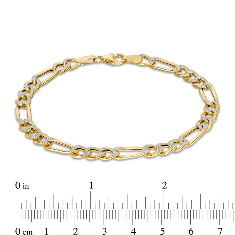 Main Image 3 of Previously Owned - Made in Italy 5.7mm Diamond-Cut Figaro Chain Bracelet in Hollow 10K Two-Tone Gold - 8.5"