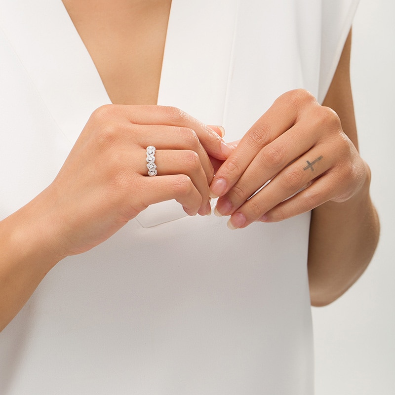 Previously Owned - Everything You Are™ 1/2 CT. T.W. Multi-Shape Diamond Frame Five Stone Ring in 10K White Gold