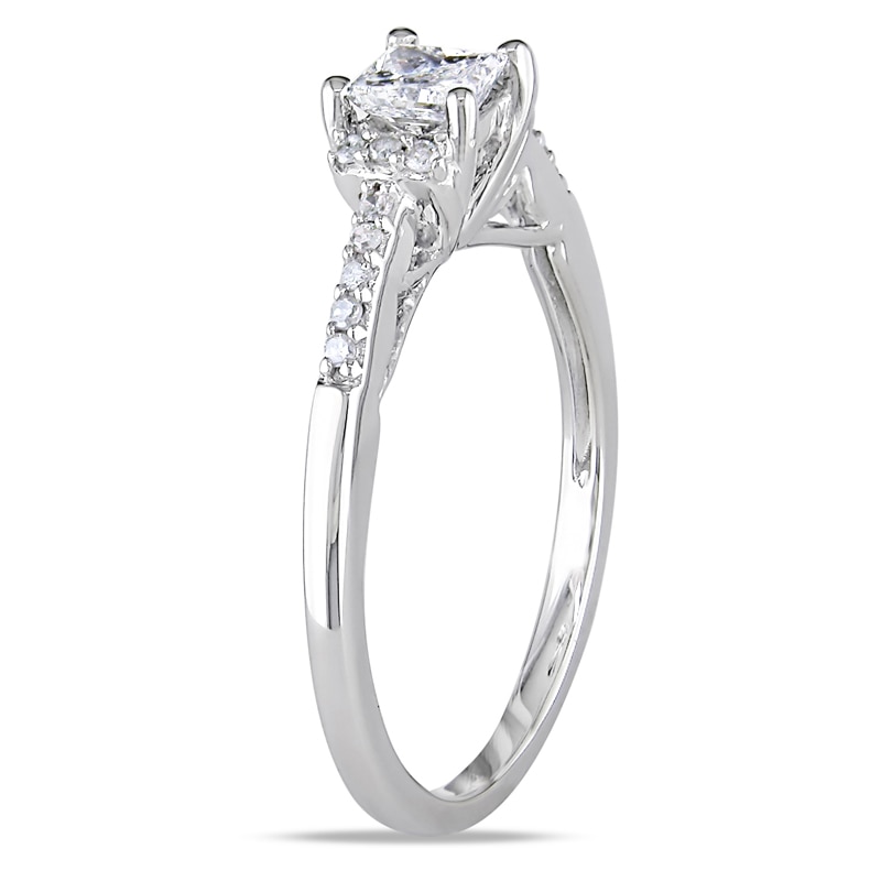 Main Image 2 of Previously Owned - 1/2 CT. T.W. Princess-Cut Diamond Collar Ring in 10K White Gold