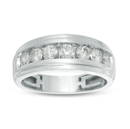 Previously Owned - 1-1/5 CT. T.W. Diamond Seven Stone Wedding Band in 10K White Gold