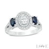 Thumbnail Image 1 of Previously Owned - Vera Wang Love Collection 3/4 CT. T.W. Diamond and Blue Sapphire Three Stone Ring in 14K White Gold