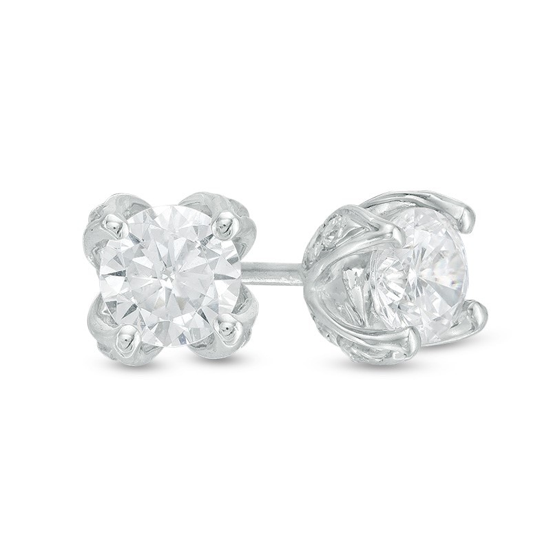 Main Image 1 of Previously Owned - Love's Destiny by Zales 5/8 CT. T.W. Diamond Solitaire Stud Earrings in 14K White Gold