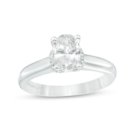Previously Owned - Vera Wang Love Collection 1-1/8 CT. T.W. Oval Diamond Collar Engagement Ring in 14K White Gold