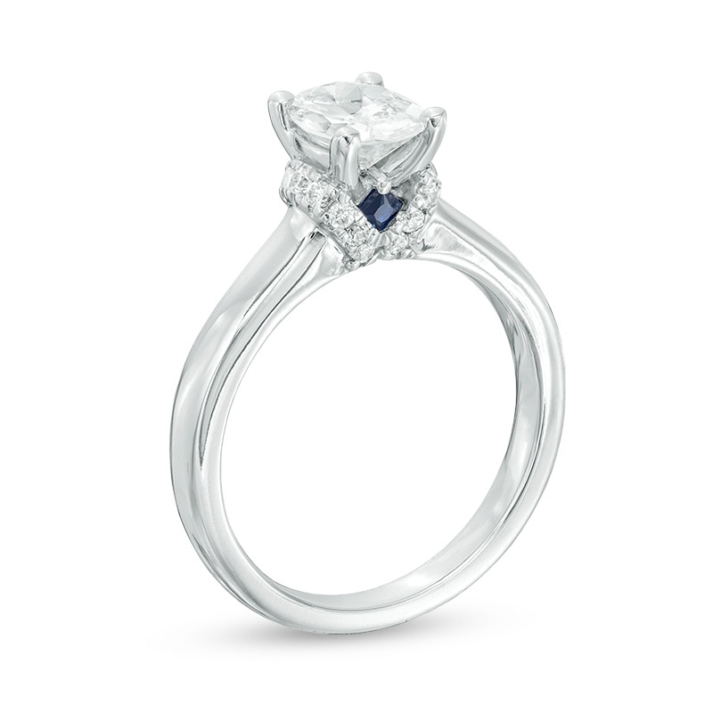Main Image 2 of Previously Owned - Vera Wang Love Collection 1-1/8 CT. T.W. Oval Diamond Collar Engagement Ring in 14K White Gold