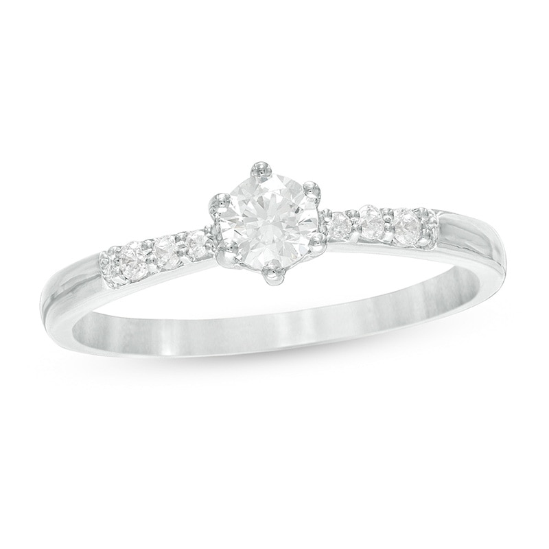 Main Image 1 of Previously Owned - 1/3 CT. T.W. Diamond Engagement Ring in 10K White Gold