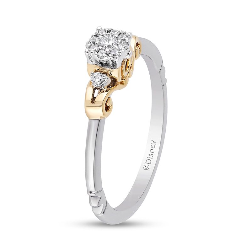 Main Image 2 of Previously Owned - Enchanted Disney Cinderella 1/10 CT. T.W. Diamond Promise Ring in 10K Two-Tone Gold