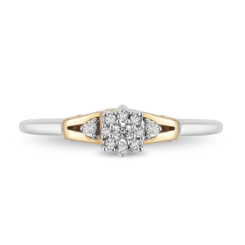 Main Image 3 of Previously Owned - Enchanted Disney Cinderella 1/10 CT. T.W. Diamond Promise Ring in 10K Two-Tone Gold