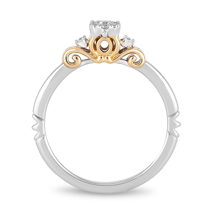 Main Image 4 of Previously Owned - Enchanted Disney Cinderella 1/10 CT. T.W. Diamond Promise Ring in 10K Two-Tone Gold