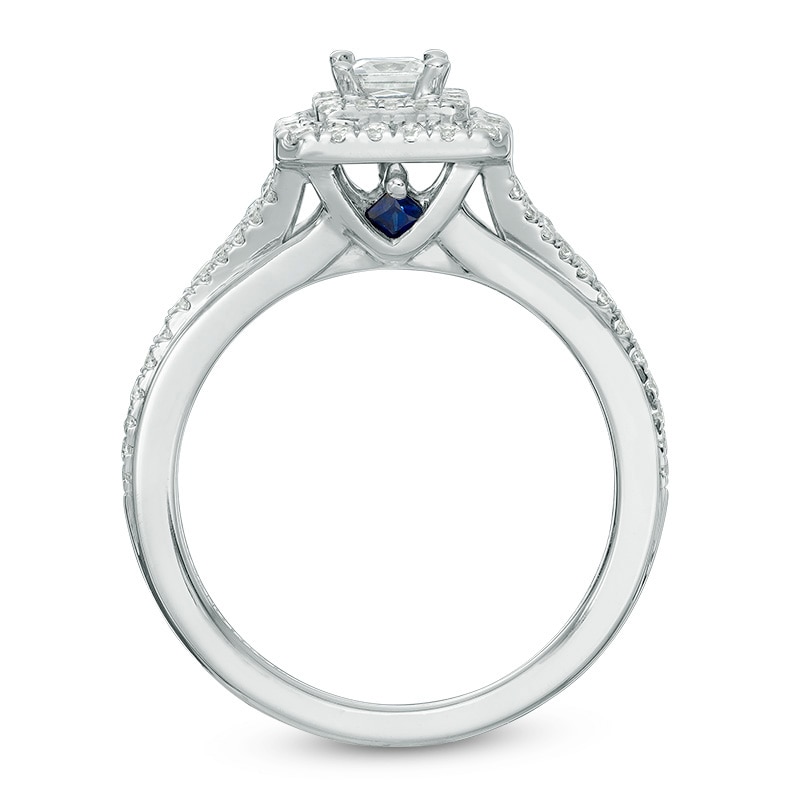 Previously Owned - Vera Wang Love Collection 5/8 CT. T.W. Diamond Double Frame Engagement Ring in 14K White Gold