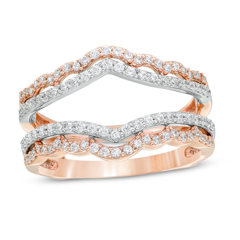 Main Image 1 of Previously Owned - 1/2 CT. T.W. Diamond Scallop Solitaire Enhancer in 14K Two-Tone Gold