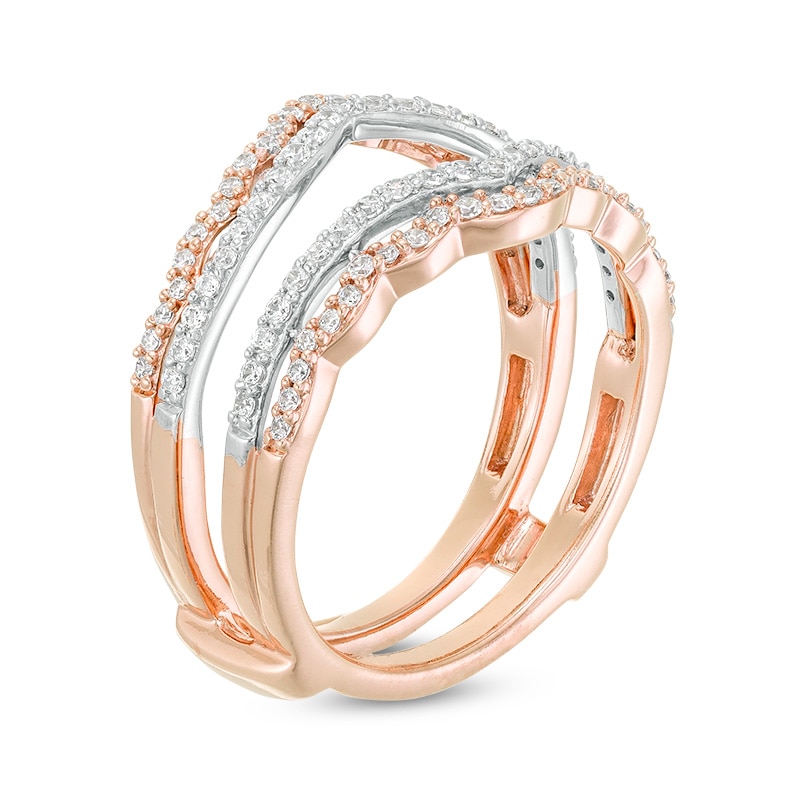Main Image 2 of Previously Owned - 1/2 CT. T.W. Diamond Scallop Solitaire Enhancer in 14K Two-Tone Gold