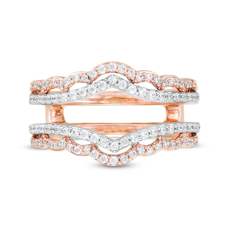Main Image 3 of Previously Owned - 1/2 CT. T.W. Diamond Scallop Solitaire Enhancer in 14K Two-Tone Gold