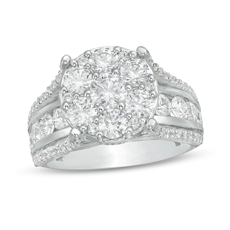 Main Image 1 of Previously Owned - 3 CT. T.W. Composite Diamond Channel Shank Engagement Ring in 14K White Gold