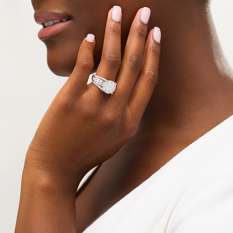 Main Image 2 of Previously Owned - 3 CT. T.W. Composite Diamond Channel Shank Engagement Ring in 14K White Gold