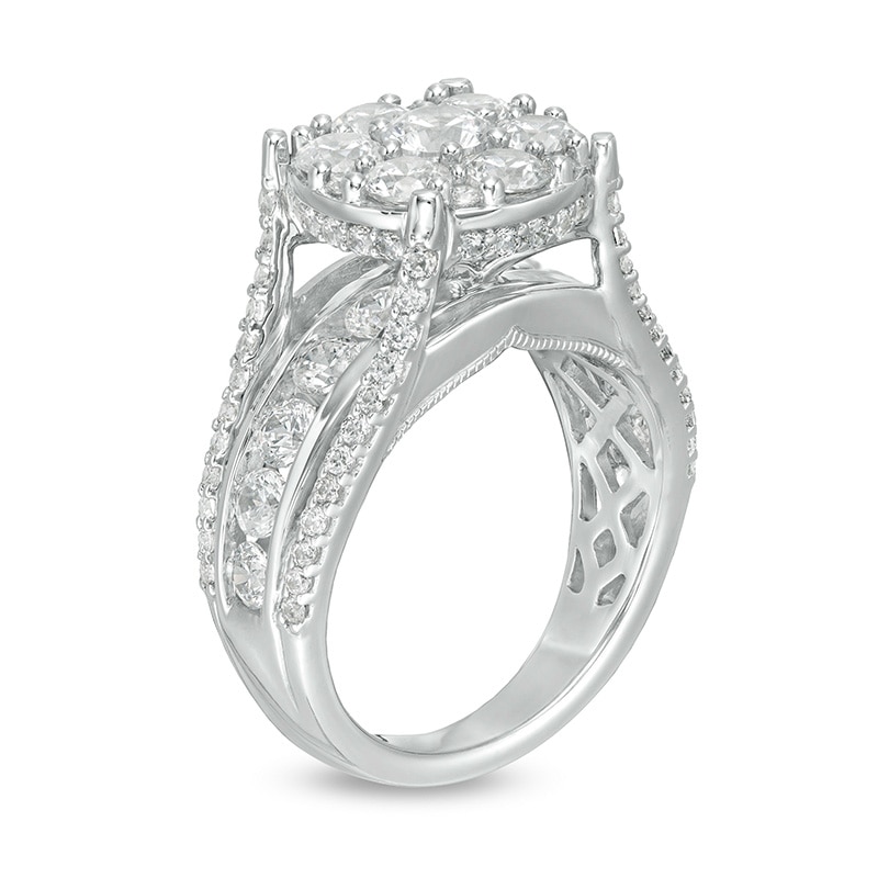 Main Image 3 of Previously Owned - 3 CT. T.W. Composite Diamond Channel Shank Engagement Ring in 14K White Gold
