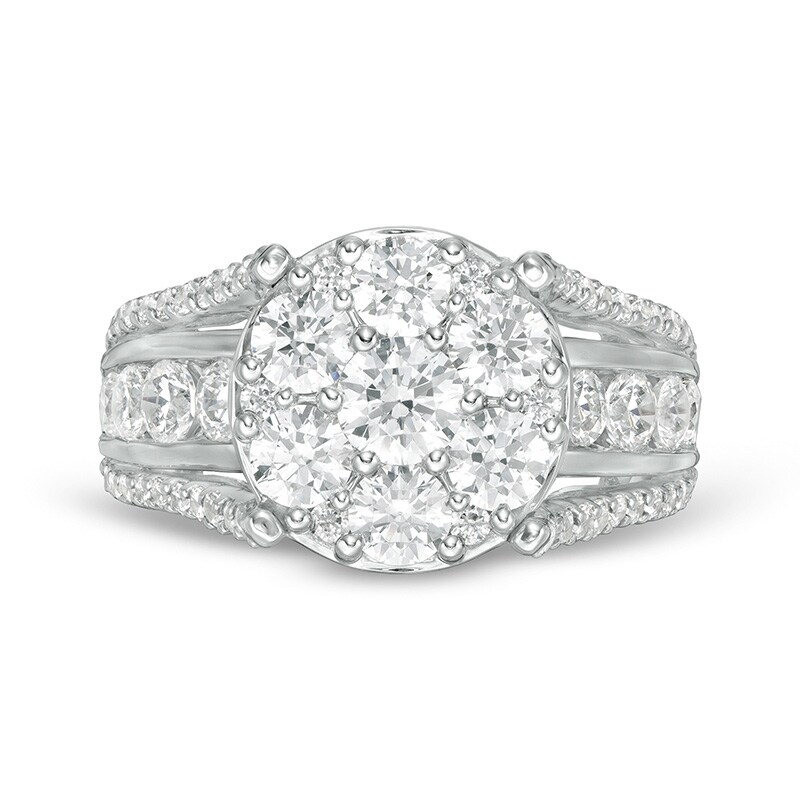 Main Image 4 of Previously Owned - 3 CT. T.W. Composite Diamond Channel Shank Engagement Ring in 14K White Gold