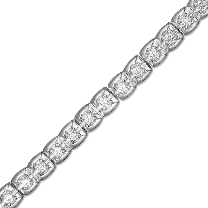 Main Image 1 of Previously Owned - 1 CT. T.W. Diamond Square Tennis Bracelet in 10K White Gold