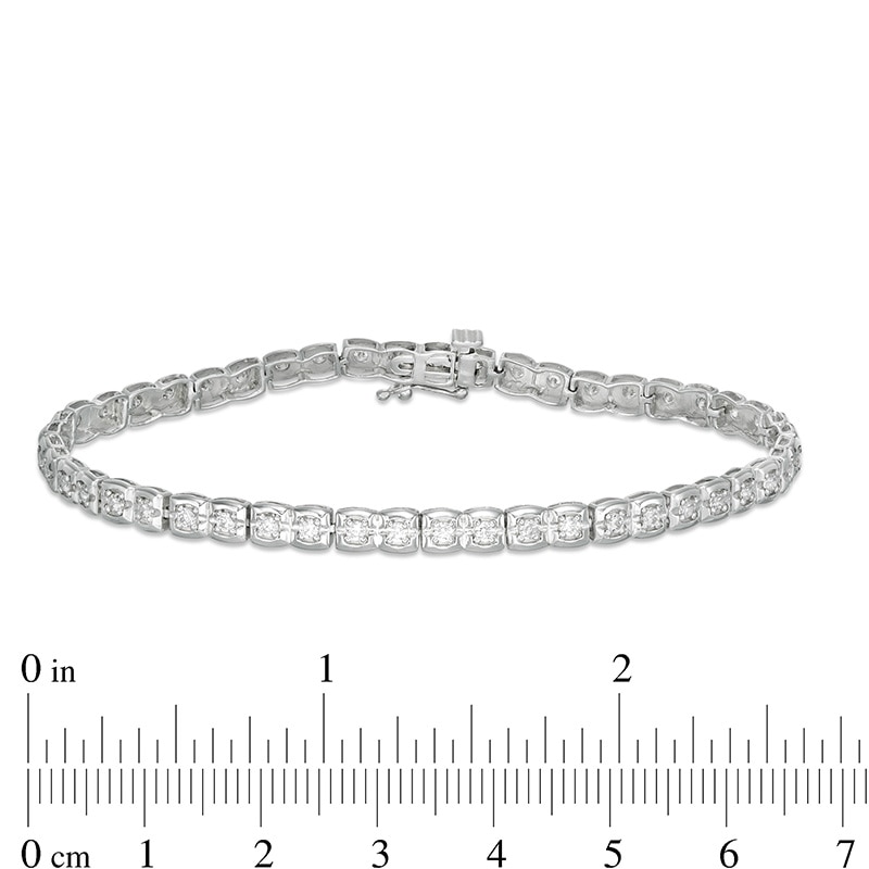 Main Image 2 of Previously Owned - 1 CT. T.W. Diamond Square Tennis Bracelet in 10K White Gold