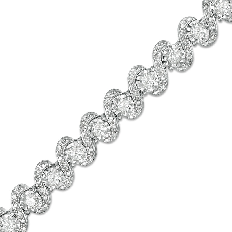 Main Image 1 of Previously Owned - 3 CT. T.W. Diamond Cascading Tennis Bracelet in 10K White Gold