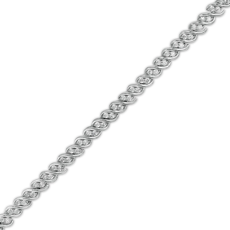 Previously Owned - 1 CT. T.W. Diamond Twist Line Bracelet in 10K White Gold