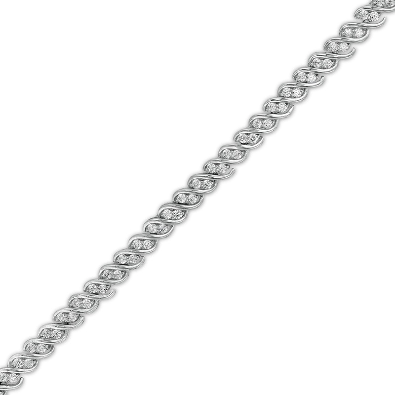 Main Image 1 of Previously Owned - 1 CT. T.W. Diamond Twist Line Bracelet in 10K White Gold